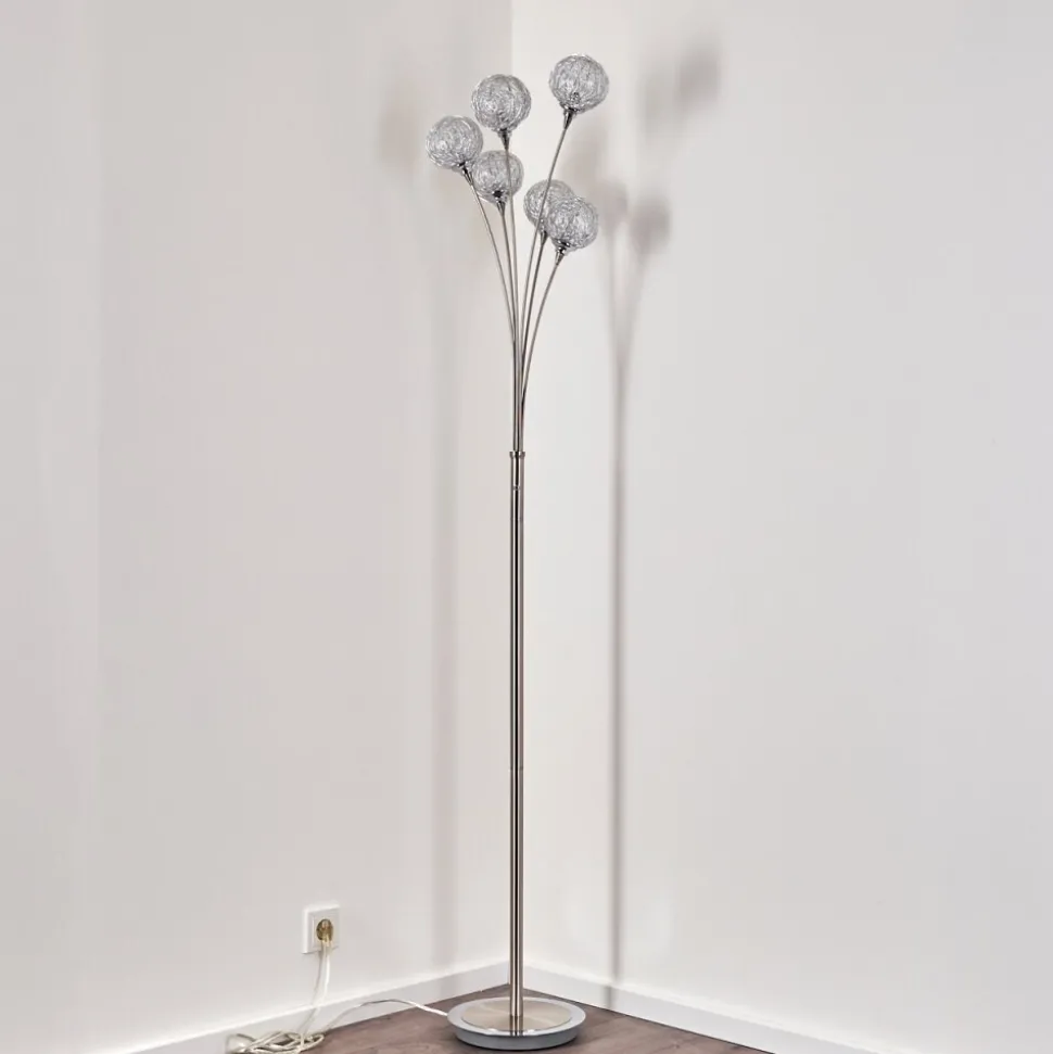Lampadaire Kitee Chrome, Nickel Mat, 6 Lumieres