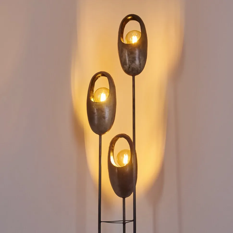 Lampadaire Lamington Noir, Argente, 3 Lumieres