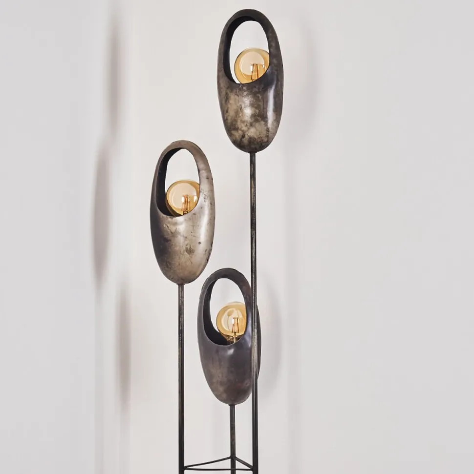Lampadaire Lamington Noir, Argente, 3 Lumieres