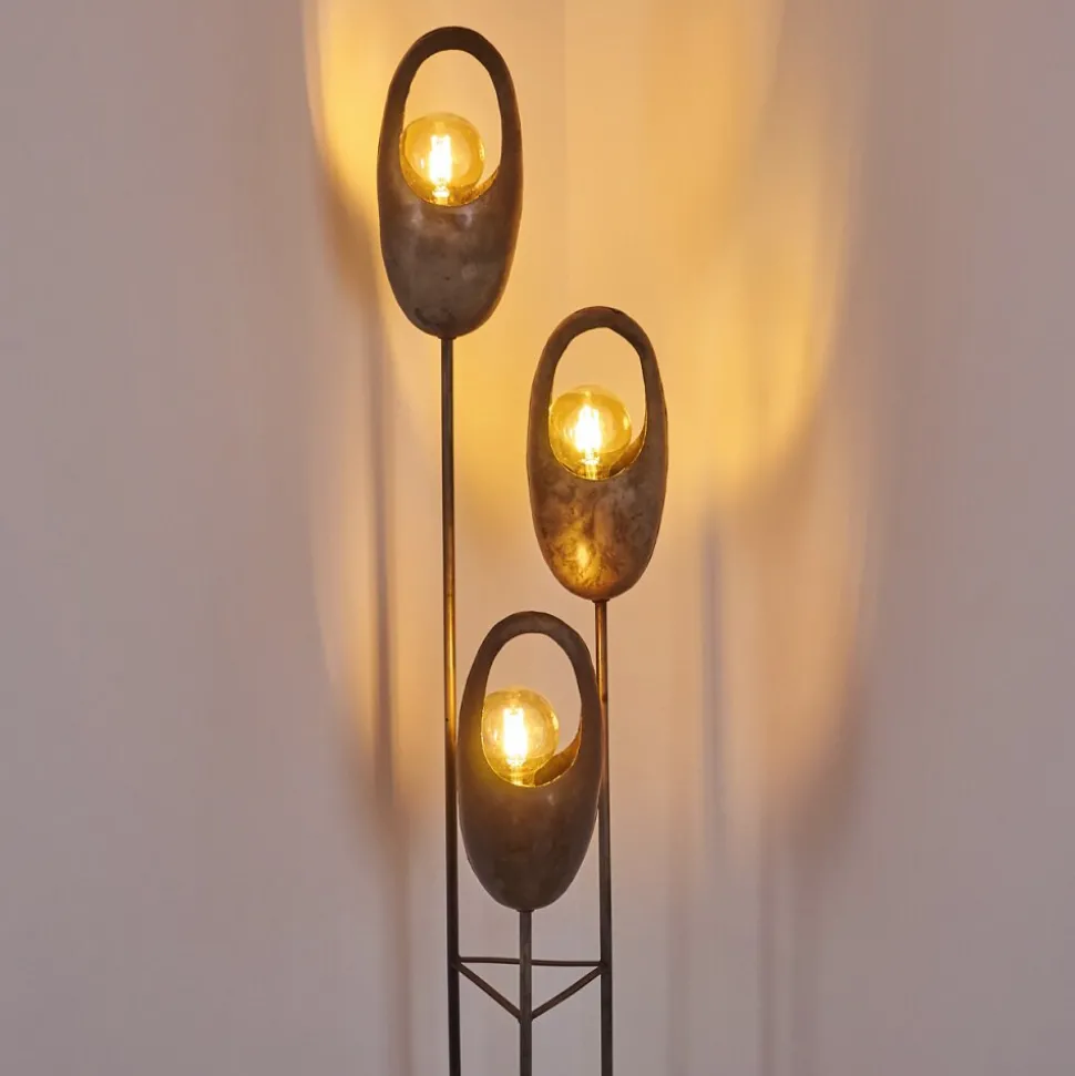 Lampadaire Lamington Noir, Argente, 3 Lumieres