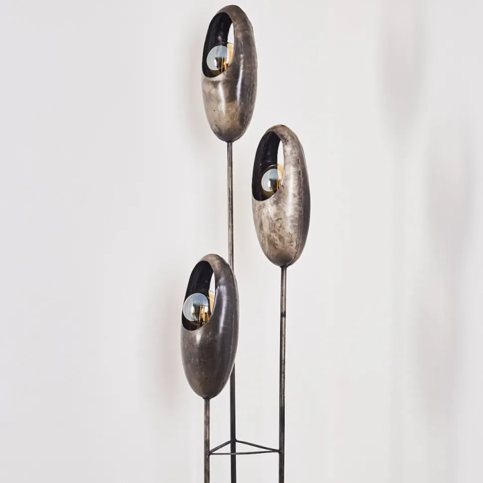 Lampadaire Lamington Noir, Argente, 3 Lumieres