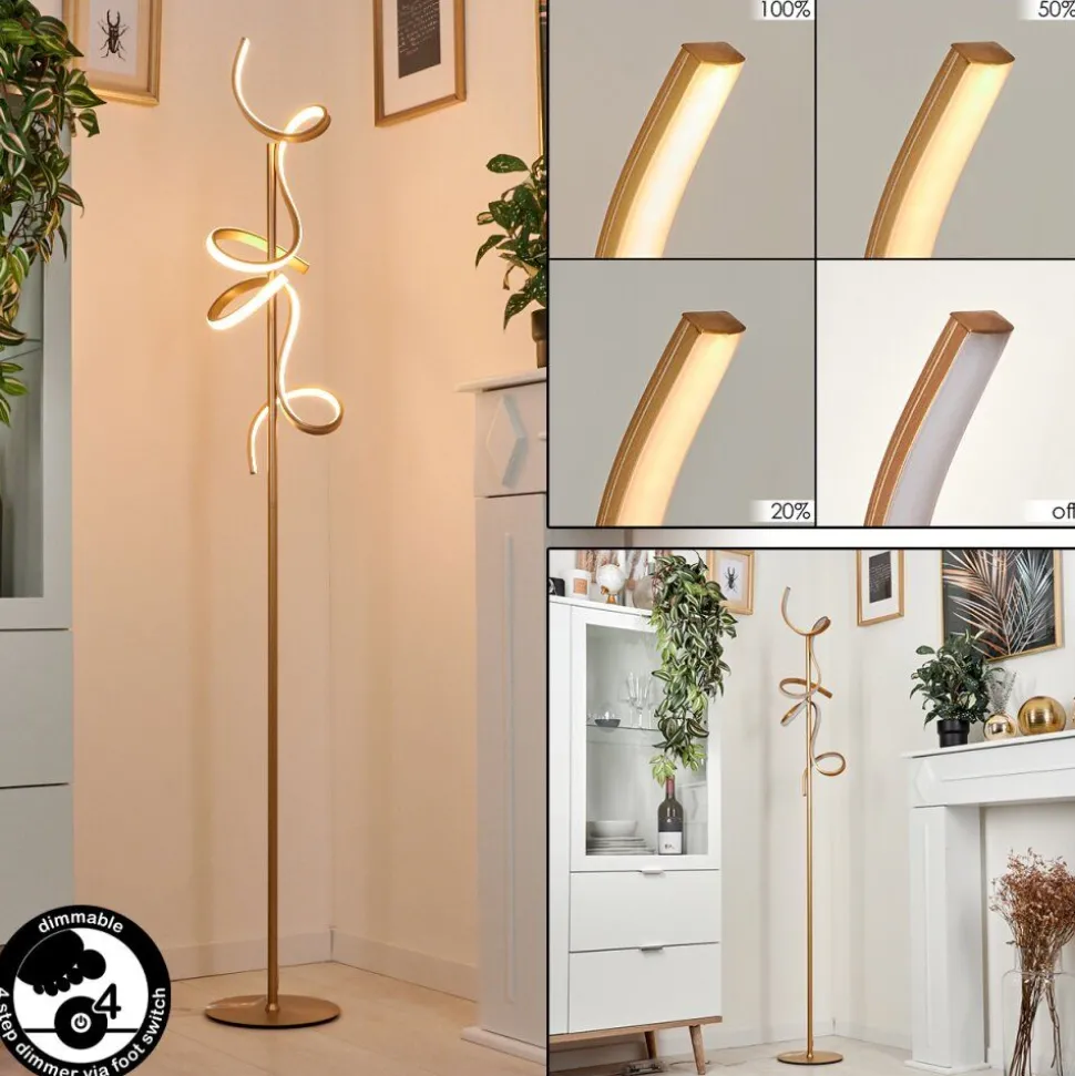 Lampadaire Lavaca Led Laiton, 2 Lumieres