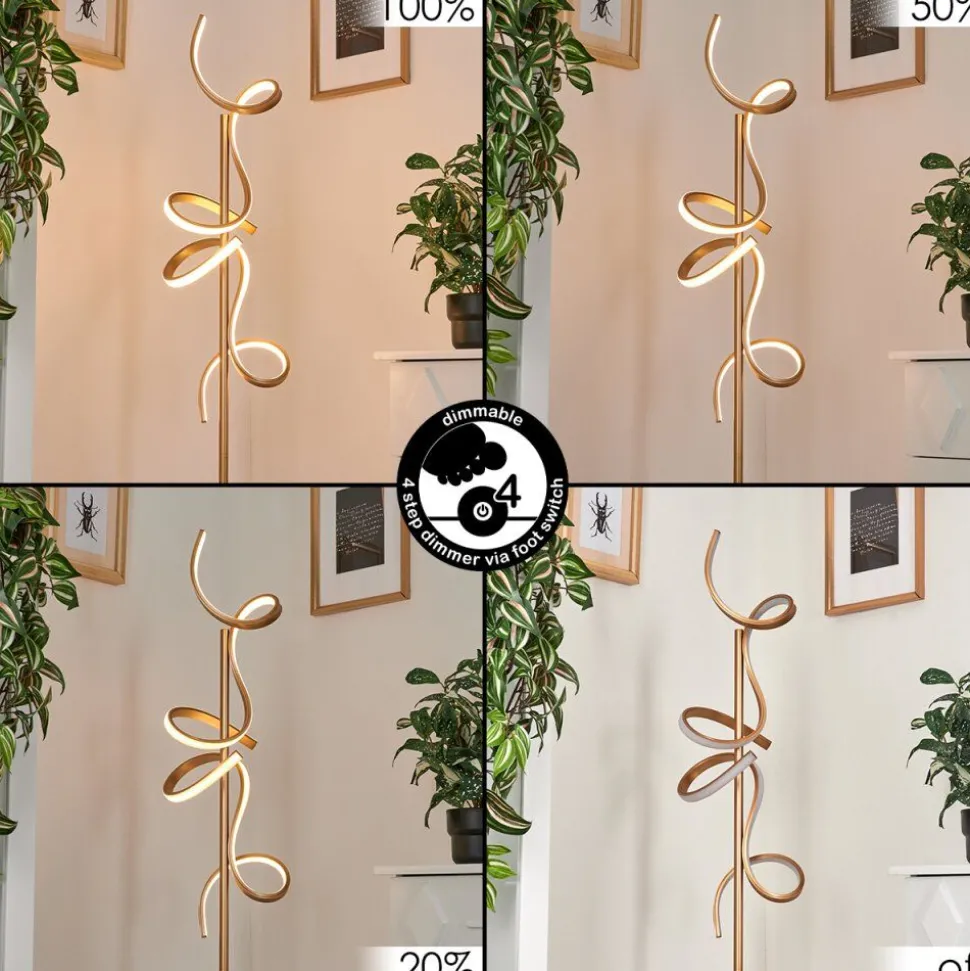 Lampadaire Lavaca Led Laiton, 2 Lumieres