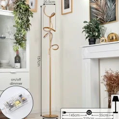 Lampadaire Lavaca Led Laiton, 2 Lumieres