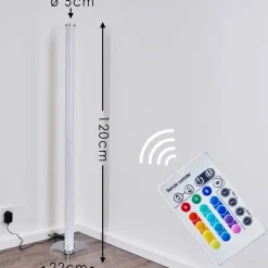 Lampadaire Led Rgb Globo Rocky Argente, 1 Lumiere, Telecommandes, Changeur De Couleurs