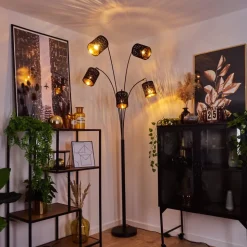 Lampadaire Liared Noir, 5 Lumieres