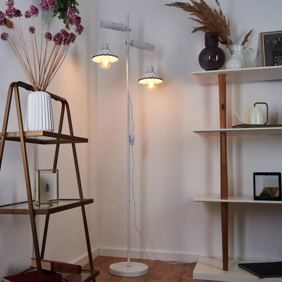 Lampadaire Lomas Blanc, 2 Lumieres