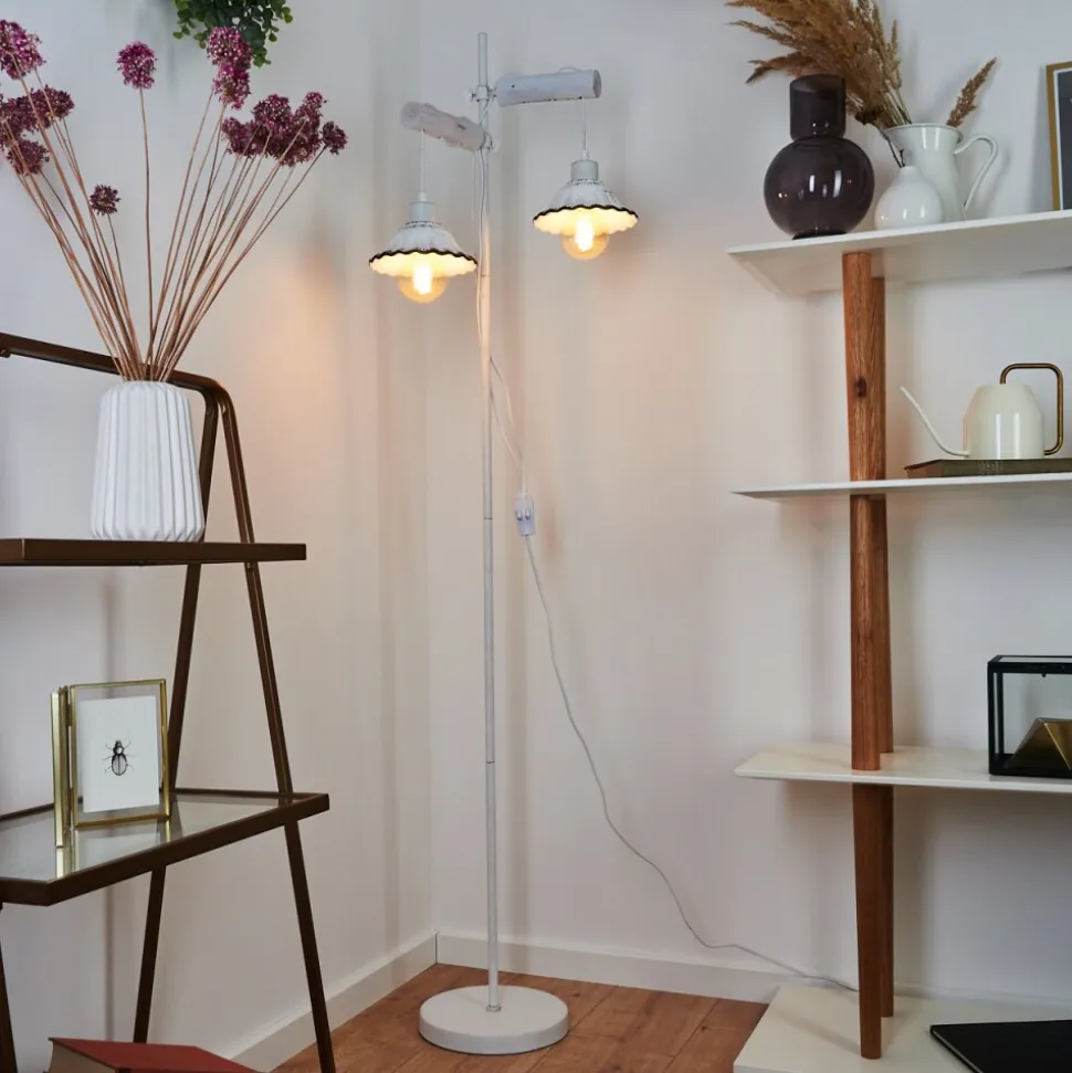 Lampadaire Lomas Blanc, 2 Lumieres
