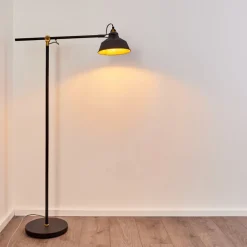 Lampadaire Luven Or, Noir, Noir Dore, 1 Lumiere