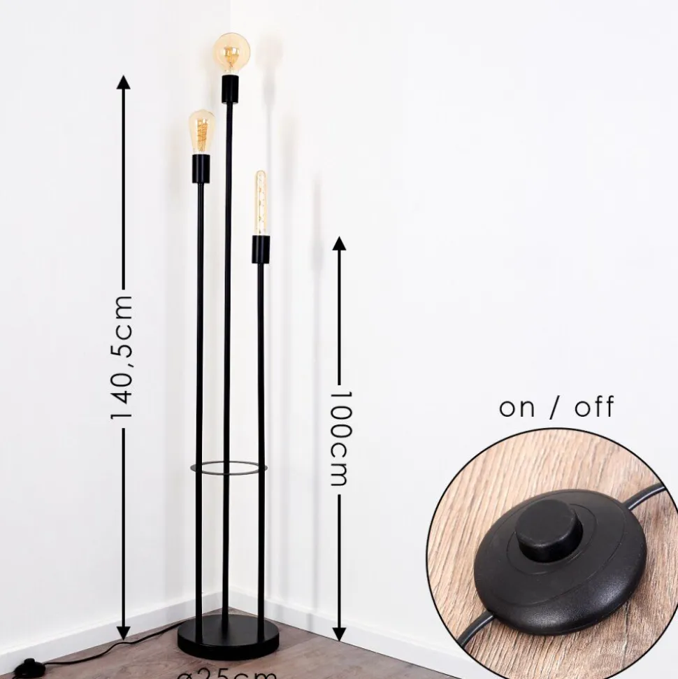 Lampadaire Maidford Noir, 3 Lumieres