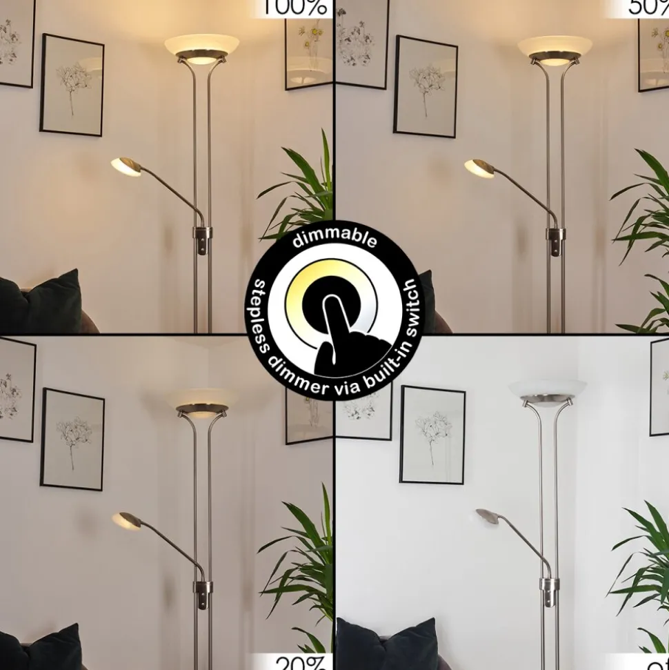 Lampadaire Mairoa Led Nickel Mat, 2 Lumieres