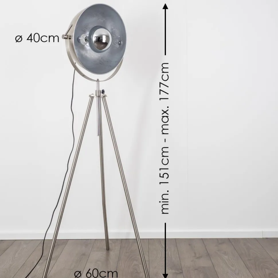Lampadaire Maloy Chrome, Nickel Mat, 1 Lumiere