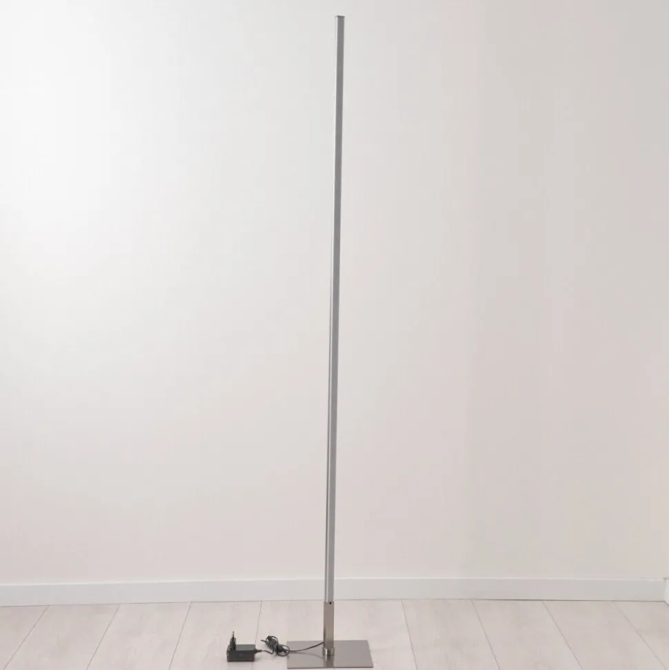 Lampadaire Minacar Led Nickel Mat, 1 Lumiere, Telecommandes, Changeur De Couleurs