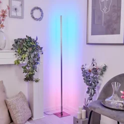 Lampadaire Minacar Led Nickel Mat, 1 Lumiere, Telecommandes, Changeur De Couleurs