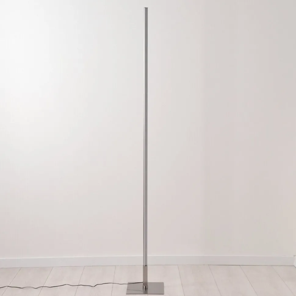 Lampadaire Minacar Led Nickel Mat, 1 Lumiere, Telecommandes, Changeur De Couleurs