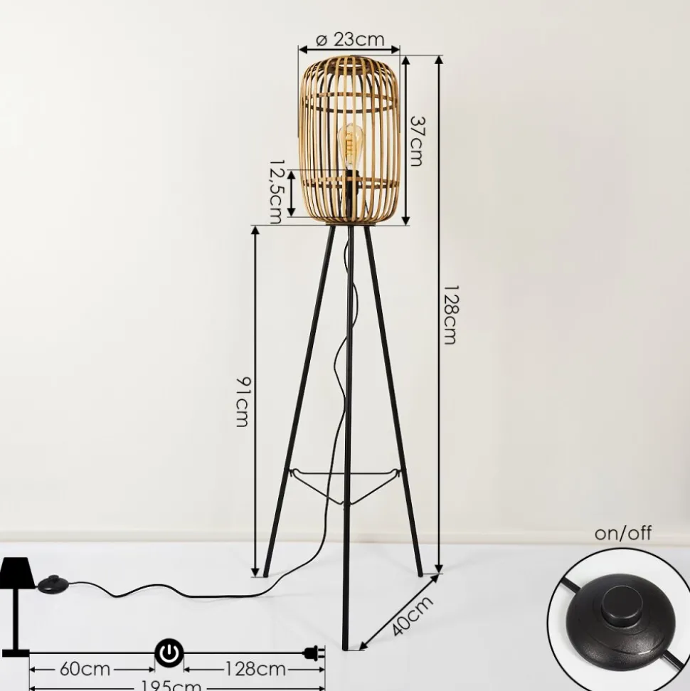 Lampadaire Mongolei Noir, 1 Lumiere