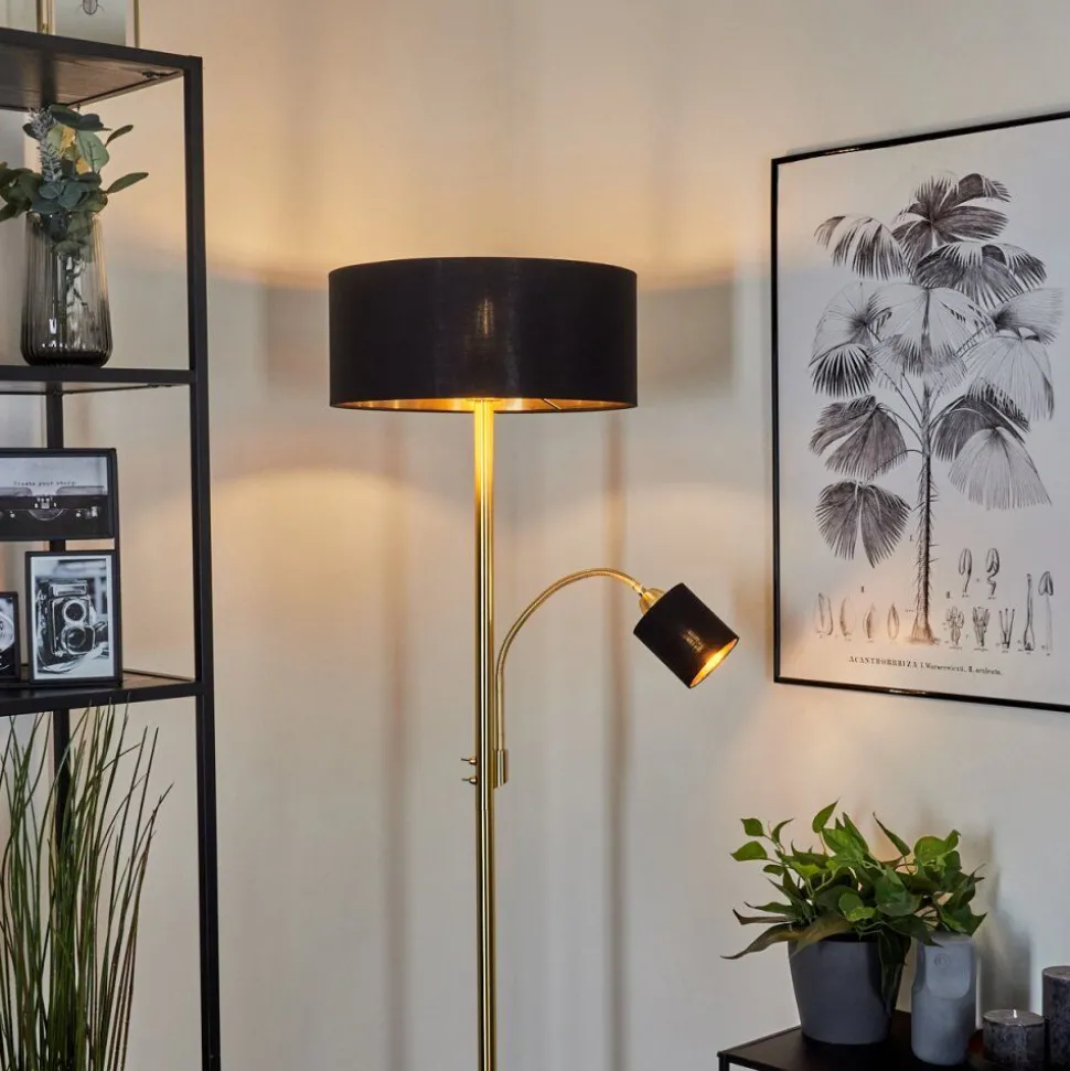 Lampadaire Murteirinha Laiton, Noir, 2 Lumieres
