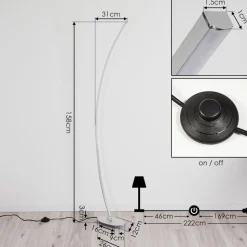 Lampadaire Nagu Led Nickel Mat, 1 Lumiere
