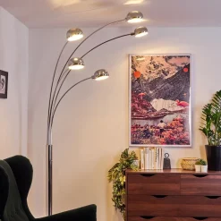 Lampadaire Nikkala Chrome, Blanc, 5 Lumieres