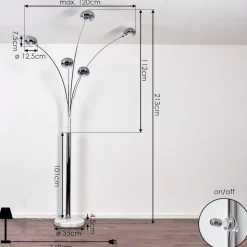 Lampadaire Nikkala Chrome, Blanc, 5 Lumieres