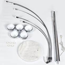 Lampadaire Nikkala Chrome, Blanc, 5 Lumieres