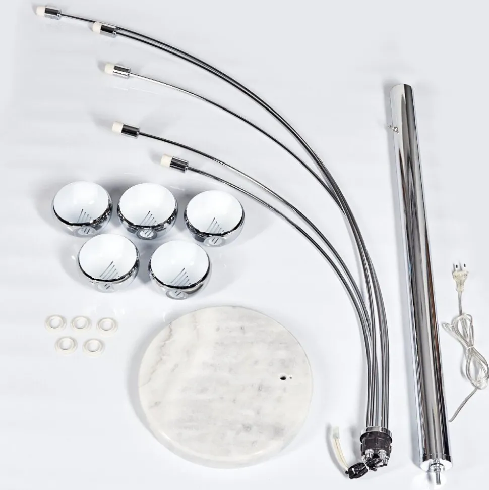 Lampadaire Nikkala Chrome, Blanc, 5 Lumieres