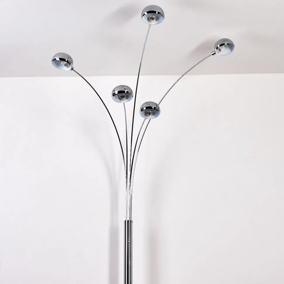 Lampadaire Nikkala Chrome, Blanc, 5 Lumieres