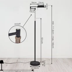 Lampadaire Norrlida Led Chrome, Noir, 1 Lumiere