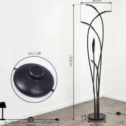 Lampadaire Oetling Led Noir, 1 Lumiere