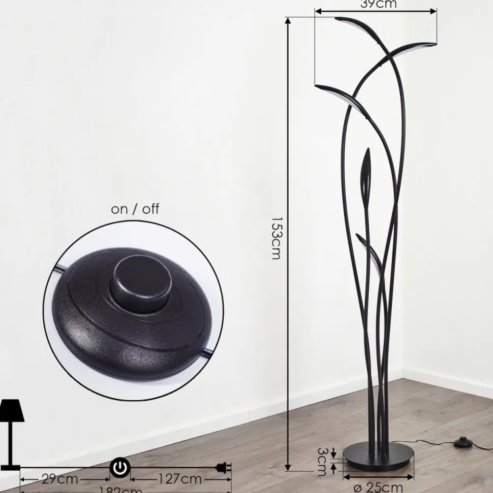 Lampadaire Oetling Led Noir, 1 Lumiere