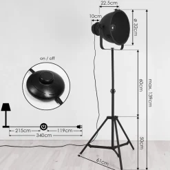 Lampadaire Ogho Noir, 1 Lumiere