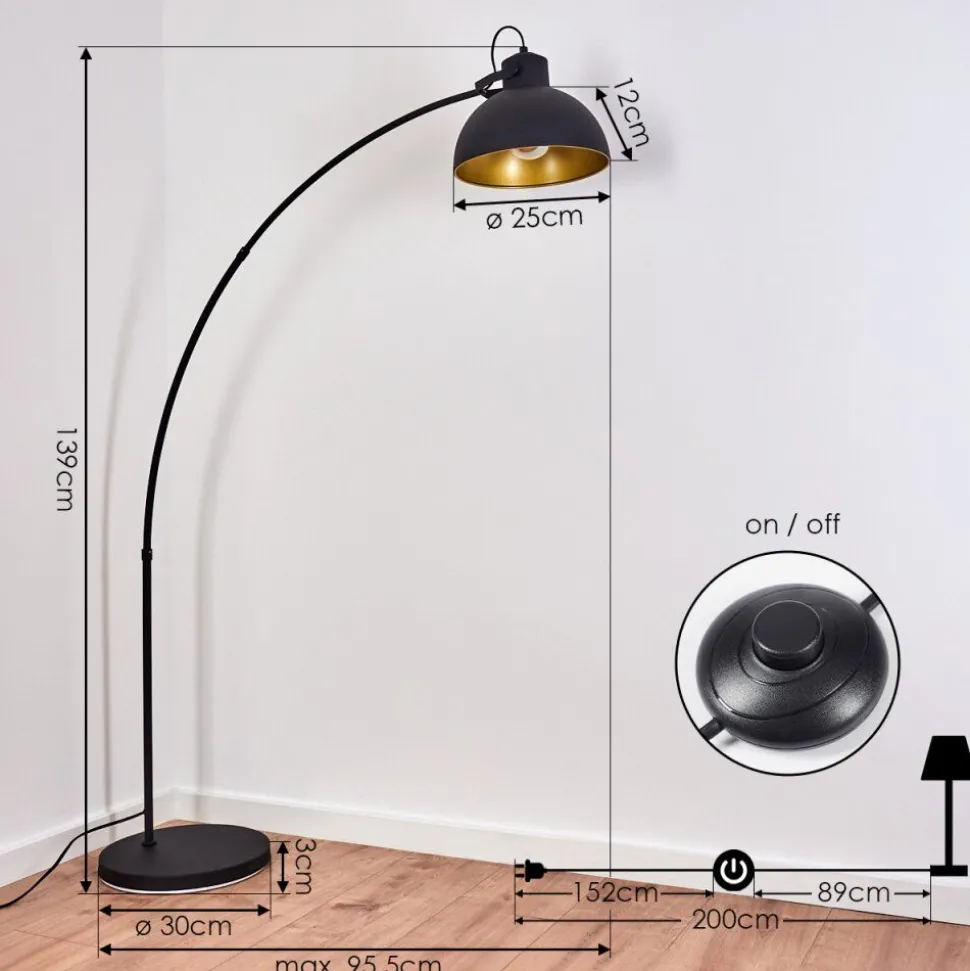 Lampadaire Parola Noir, 1 Lumiere