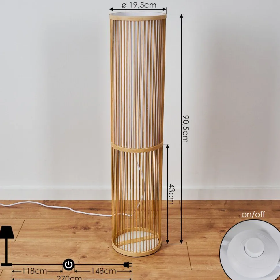 Lampadaire Peri Bois Clair, 1 Lumiere