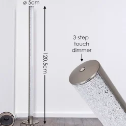Lampadaire Pipe Led Nickel Mat, 1 Lumiere