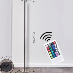 Lampadaire Pipe Led Nickel Mat, 1 Lumiere, Telecommandes, Changeur De Couleurs