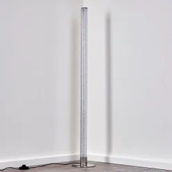 Lampadaire Pipe Led Nickel Mat, 1 Lumiere, Telecommandes, Changeur De Couleurs