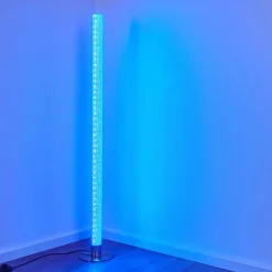 Lampadaire Pipe Led Nickel Mat, 1 Lumiere, Telecommandes, Changeur De Couleurs