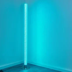 Lampadaire Pipe Led Nickel Mat, 1 Lumiere, Telecommandes, Changeur De Couleurs
