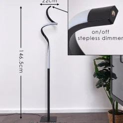 Lampadaire Pitasch Led Noir, 1 Lumiere