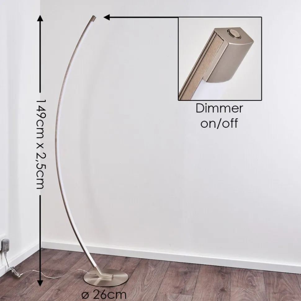 Lampadaire Playa Led Nickel Mat, 1 Lumiere
