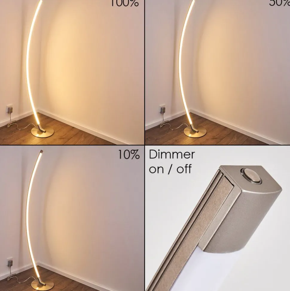 Lampadaire Playa Led Nickel Mat, 1 Lumiere