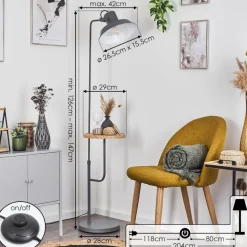 Lampadaire Pourrier Anthracite, Ecru, 1 Lumiere