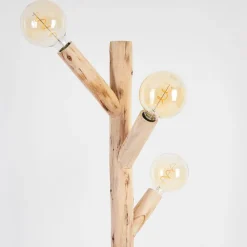 Lampadaire Pozos Bois Clair, Noir, 3 Lumieres