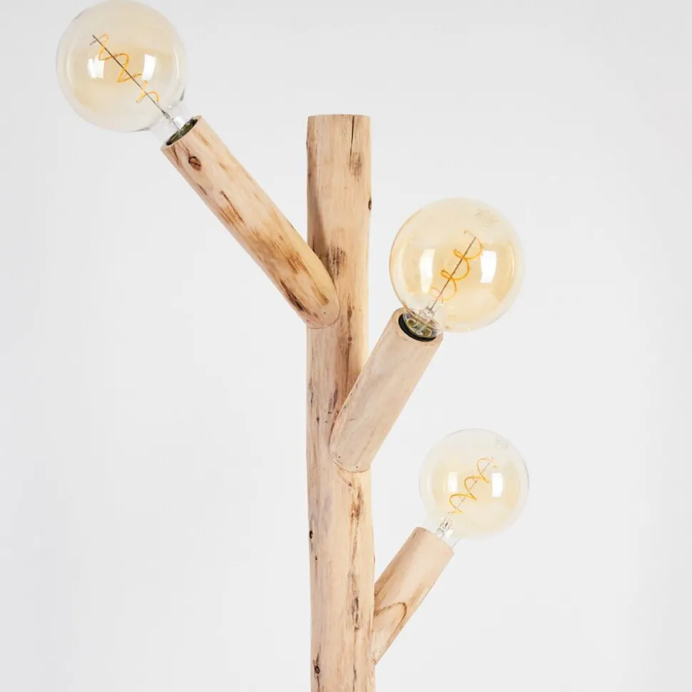 Lampadaire Pozos Bois Clair, Noir, 3 Lumieres