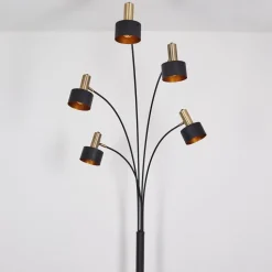 Lampadaire Pretoria Vieux Laiton, Noir, 5 Lumieres