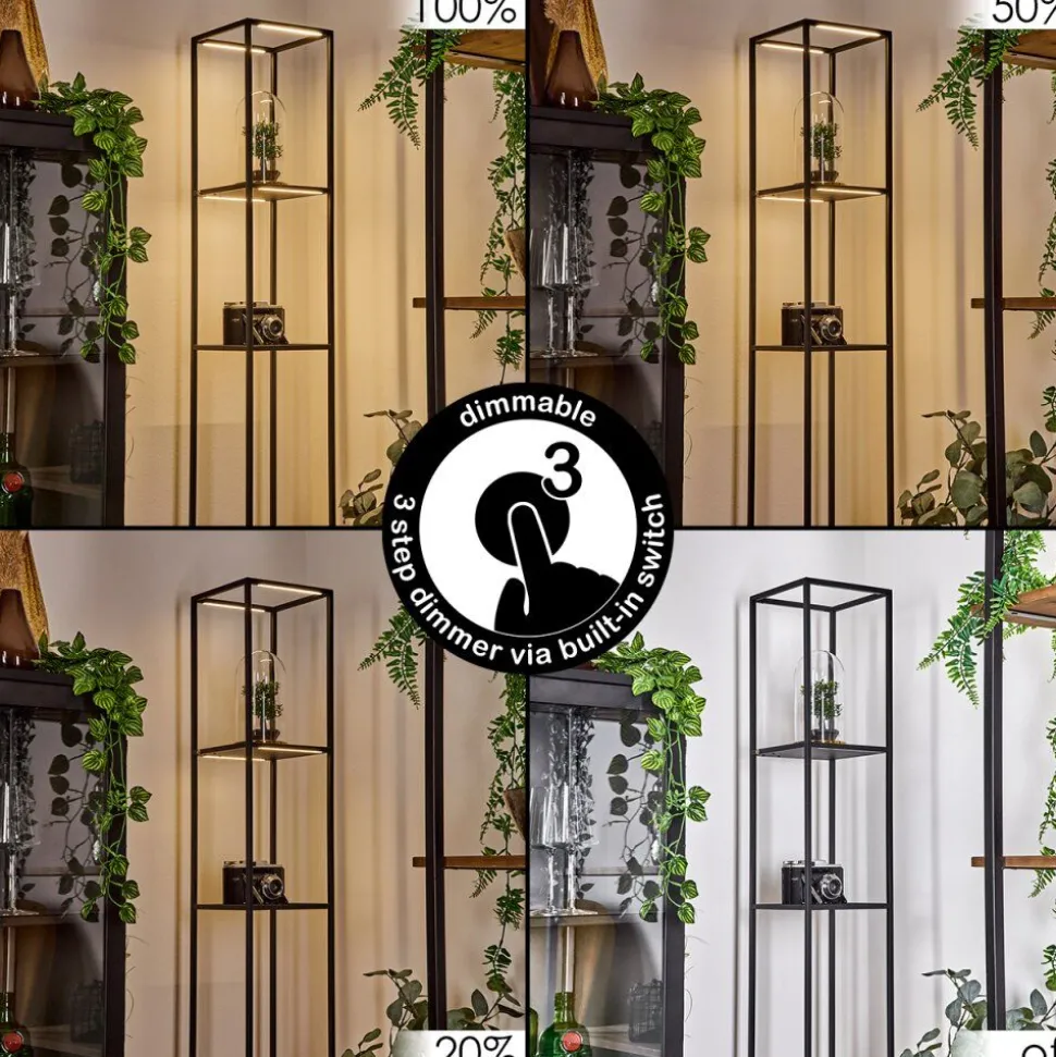 Lampadaire Ranquile Led Noir, 4 Lumieres