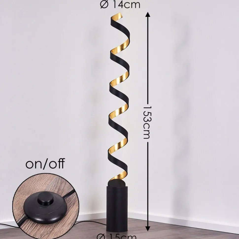 Lampadaire Rezat Led Noir Dore, 1 Lumiere