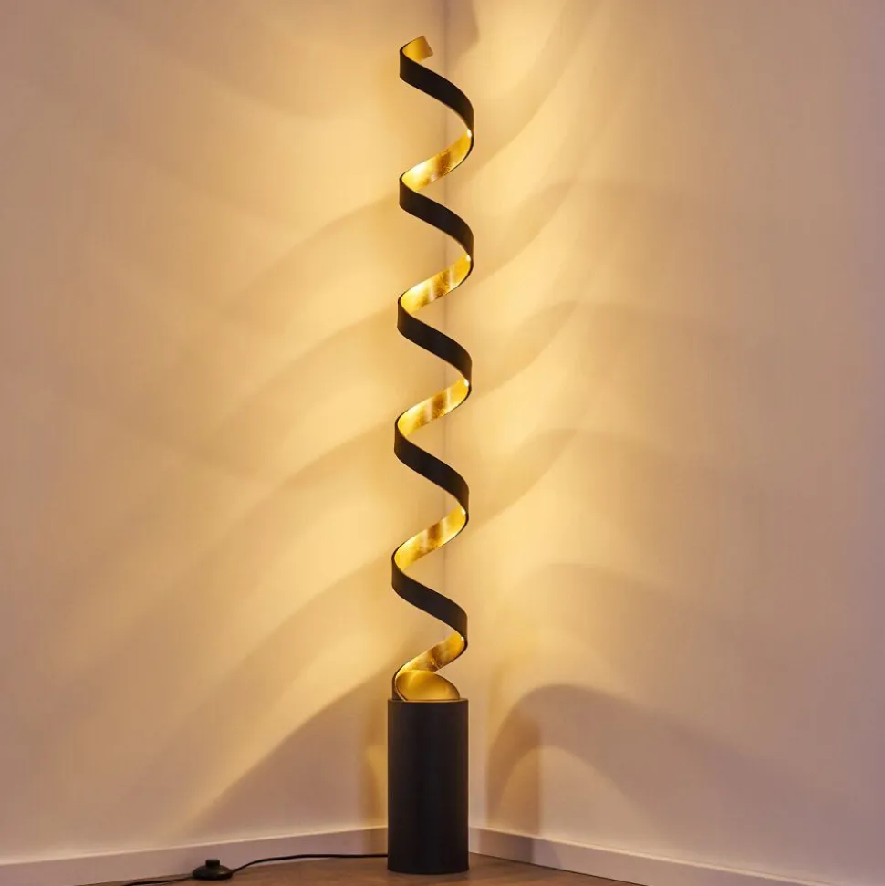 Lampadaire Rezat Led Noir Dore, 1 Lumiere