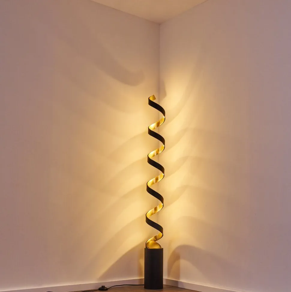 Lampadaire Rezat Led Noir Dore, 1 Lumiere