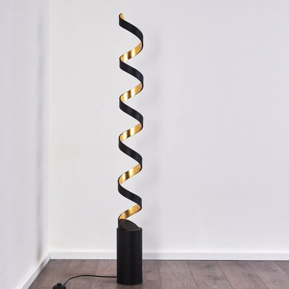 Lampadaire Rezat Led Noir Dore, 1 Lumiere